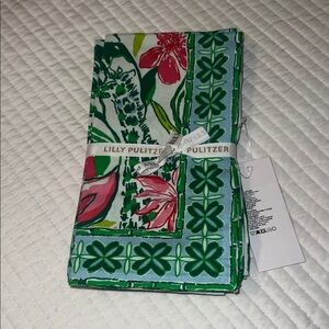 Lilly Pulitzer Green and Pink Floral Napkins